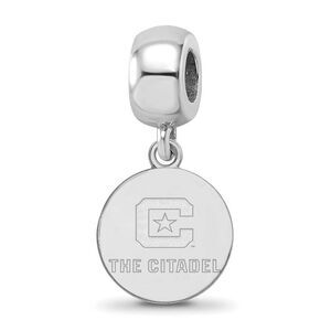 Sterling Silver Rhodium Plated The Citadel SM Disc Dangle Bead Charm